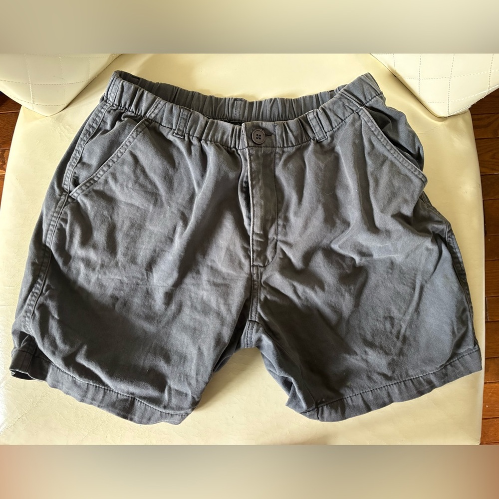 Gray Flat Front Shorts with Elastic Waistband